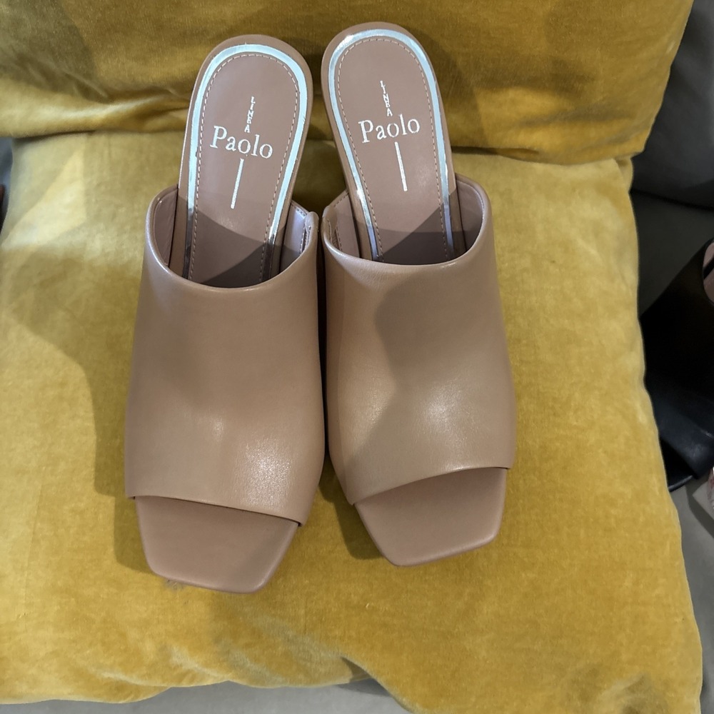 Paolo Tan Leather Mules with Block Heal